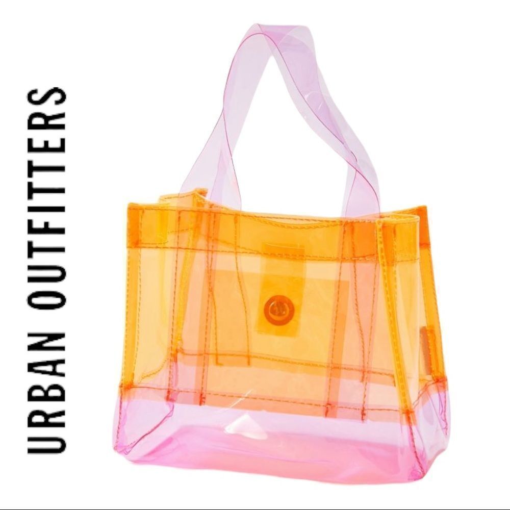 NEW Urban Outfitters UO PVC Pink Tangerine Mini Tote Purse Bag